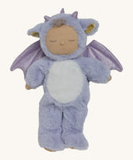 Olli Ella Rory cozy dinkum doll available at Babipur. A soft and fluffy lilac doll with a cute sleepy face and sparkling lilac dragon features