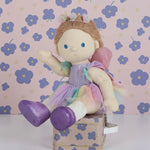 A Dinkum doll wearing the Olli Ella Dinkum Doll Pretend Pack Fairy outfit. 