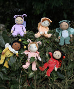 The Olli Ella Backyard Buddies Dinky Dinkum Dolls - six baby dolls in onesie outfits inspired by bugs and garden creatures.