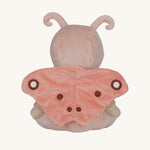 The back of the Olli Ella Dinky Dinkum Doll - Millie Moth - with a peach coloured onesie, moth wings, and antennae.