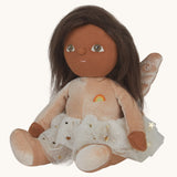 A side image of the Olli Ella Faye fairy dinky dinkum doll available at Babipur. Showing the glittery skirt detail
