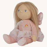 A side image of the Olli Ella Fiona fairy dinky dinkum doll available at Babipur. Showing the glittery skirt detail