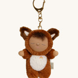 Olli Ella fox finley cozy bag charm available at Babipur. A mini version of finley the fox dinkum doll that can be clipped on a bag
