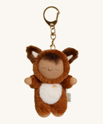 Olli Ella fox finley cozy bag charm available at Babipur. A mini version of finley the fox dinkum doll that can be clipped on a bag