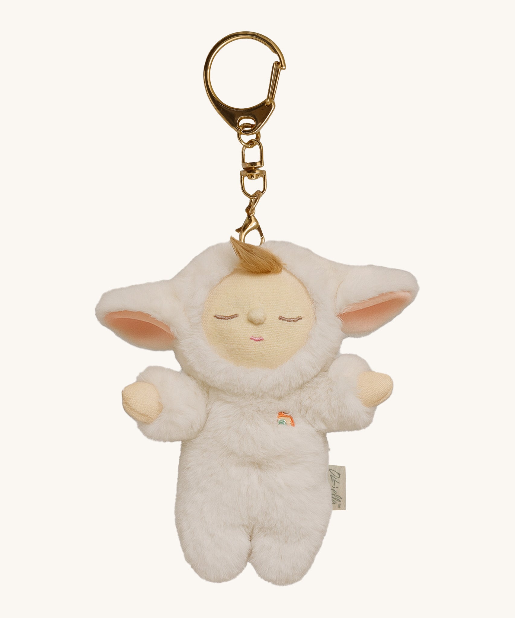 Olli Ella lamby pookie cozy bag charm available at Babipur. A mini version of pookie the lamby dinkum doll that can be clipped on a bag