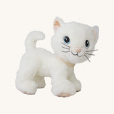 A standing A sitting Olli Ella lux cat dinkum doll available at Babipur showing the whiskers and tail detail.