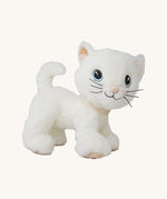 A standing A sitting Olli Ella lux cat dinkum doll available at Babipur showing the whiskers and tail detail.