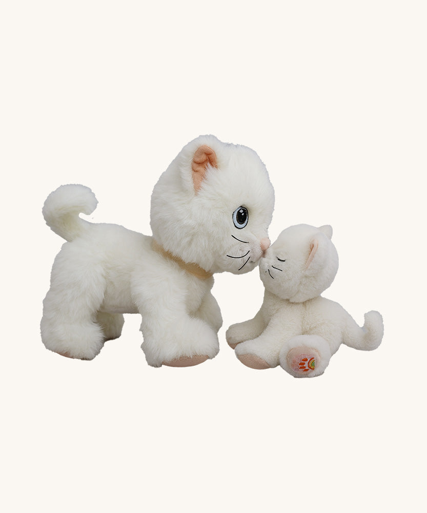 Olli Ella lux cat dinkum doll and kiki the binky kitten kissing. Both of these toy dolls are available at Babipur.