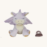 Olli Ella binky misty dragon doll available at Babipur. This fluffy light purple dragon features glittery wings and horns.