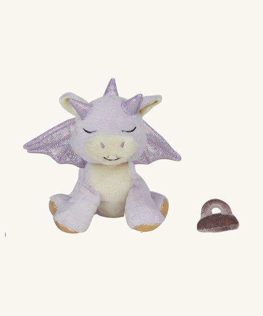 Olli Ella binky misty dragon doll available at Babipur. This fluffy light purple dragon features glittery wings and horns.
