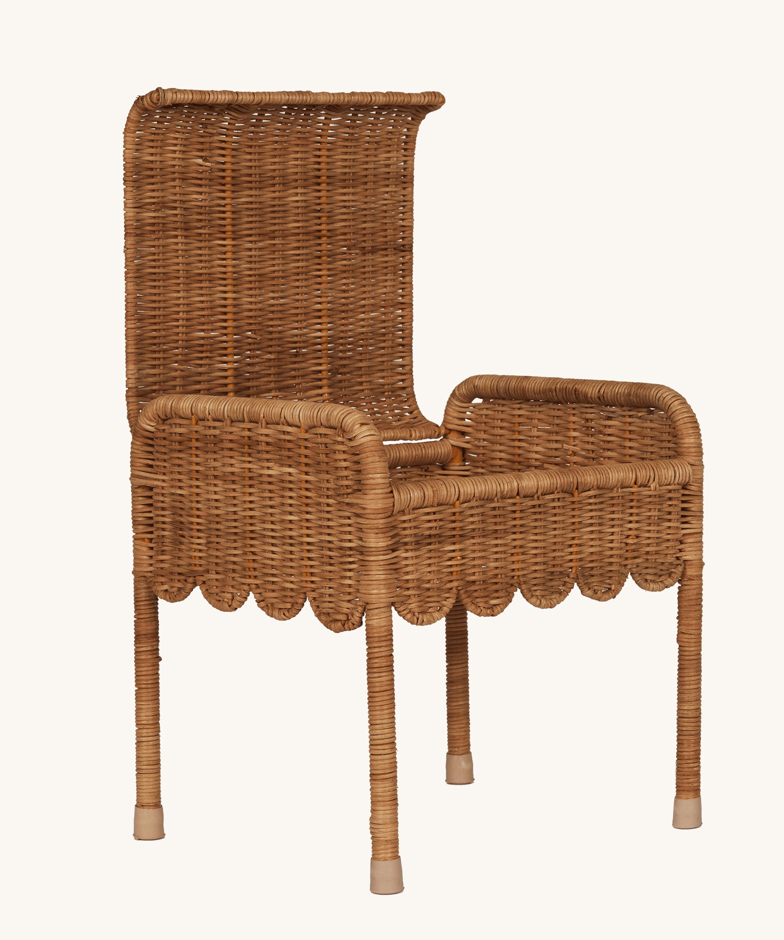 Olli Ella Petal Storie Stool in Natural Rattan. The stool is shown with the lid open.