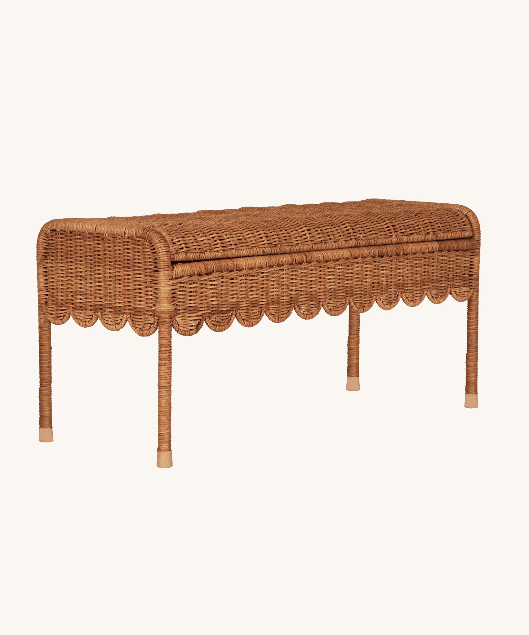 Olli Ella Natural Rattan Petal Storie Bench.
