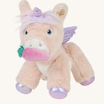 The magnetic carrot toy is attached to the unicorn's magnetic mouth, making it look as if the unicorn is eating