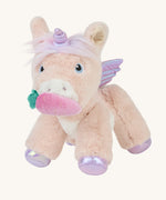 The magnetic carrot toy is attached to the unicorn's magnetic mouth, making it look as if the unicorn is eating