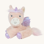 The unicorn is positioned in a sitting position