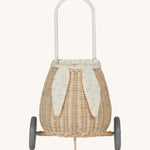 Olli Ella Rattan Bunny Luggy with Lining – Pansy Floral. A beautifully woven pull along Luggy basket with cream cotton lining with a vintage pansy floral pattern.