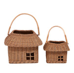 olli ella big rattan hutch basket next to the small rattan hutch basket on the white background