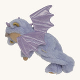 Olli Ella Rory cozy dinkum doll posing and showing the the sparkling lilac dragon wings detail.