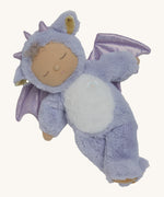 Olli Ella Rory cozy dinkum doll available at Babipur. A soft and fluffy lilac doll with a white torso and sparkling lilac dragon features