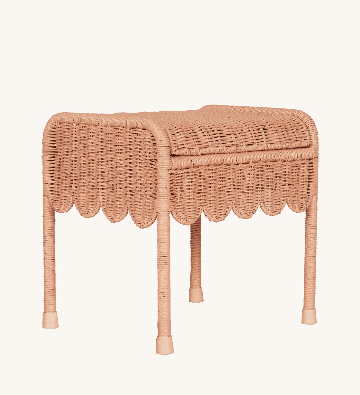 Olli Ella Petal Storie Stool in Seashell Pink Rattan.