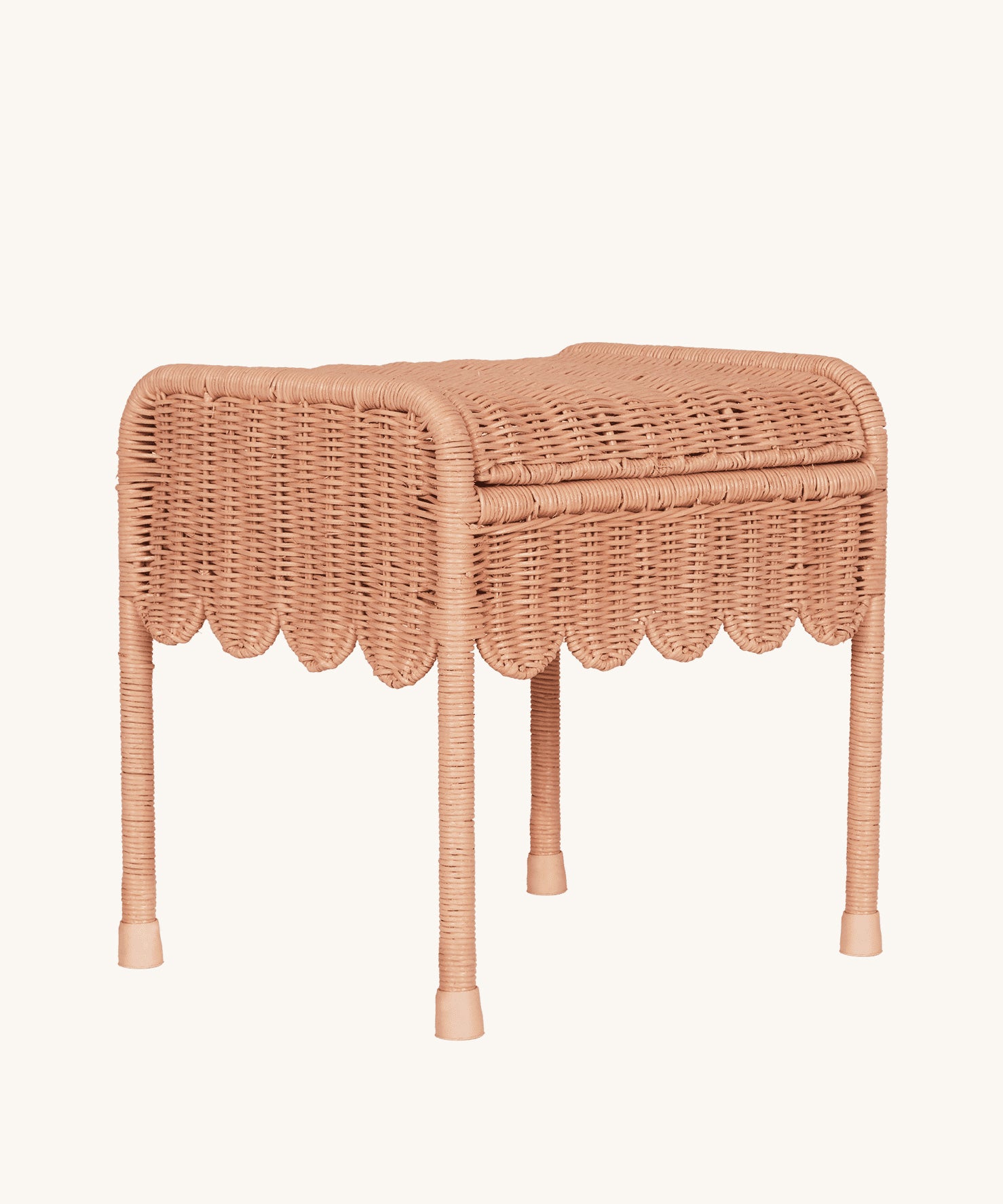 Olli Ella Petal Storie Stool in Seashell Pink Rattan.