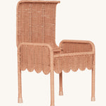 Olli Ella Petal Storie Stool in Seashell Pink Rattan, shown with the lid open. 