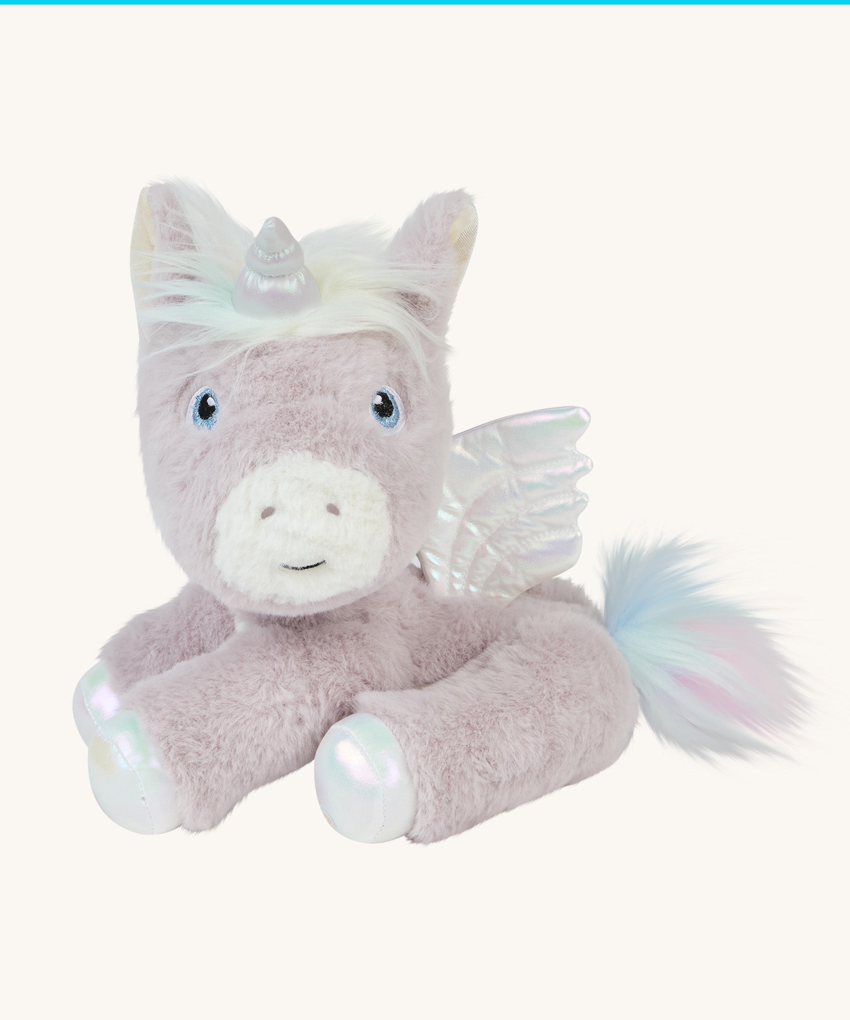 The unicorn is positioned in a sitting position