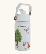 One Green Bottle insulated stainless steel bottle in cream with Gruffalo characters and carry handle