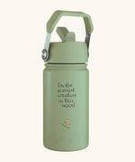 One Green Bottle insulated stainless steel bottle in green with a Gruffalo mouse design and carry handle