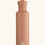 One Green Bottle stainless steel bottle in truffle brown in 800ml with a matching leakproof sports cap