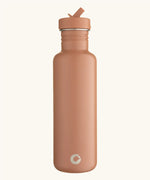 One Green Bottle stainless steel bottle in truffle brown in 800ml with a matching leakproof sports cap