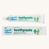 Organic Babies Toothpaste Spearmint & Aloe Vera on a plain background. 