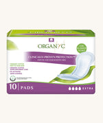 Organyc 10 Maximum Pads in their pack on a plain background.