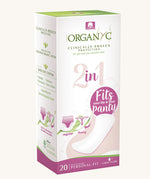 Organyc 20 Panty Liners 2 in 1 on a plain background. 