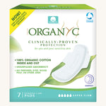 Organyc 7 Overnight Pads in their box on a plain background. 
