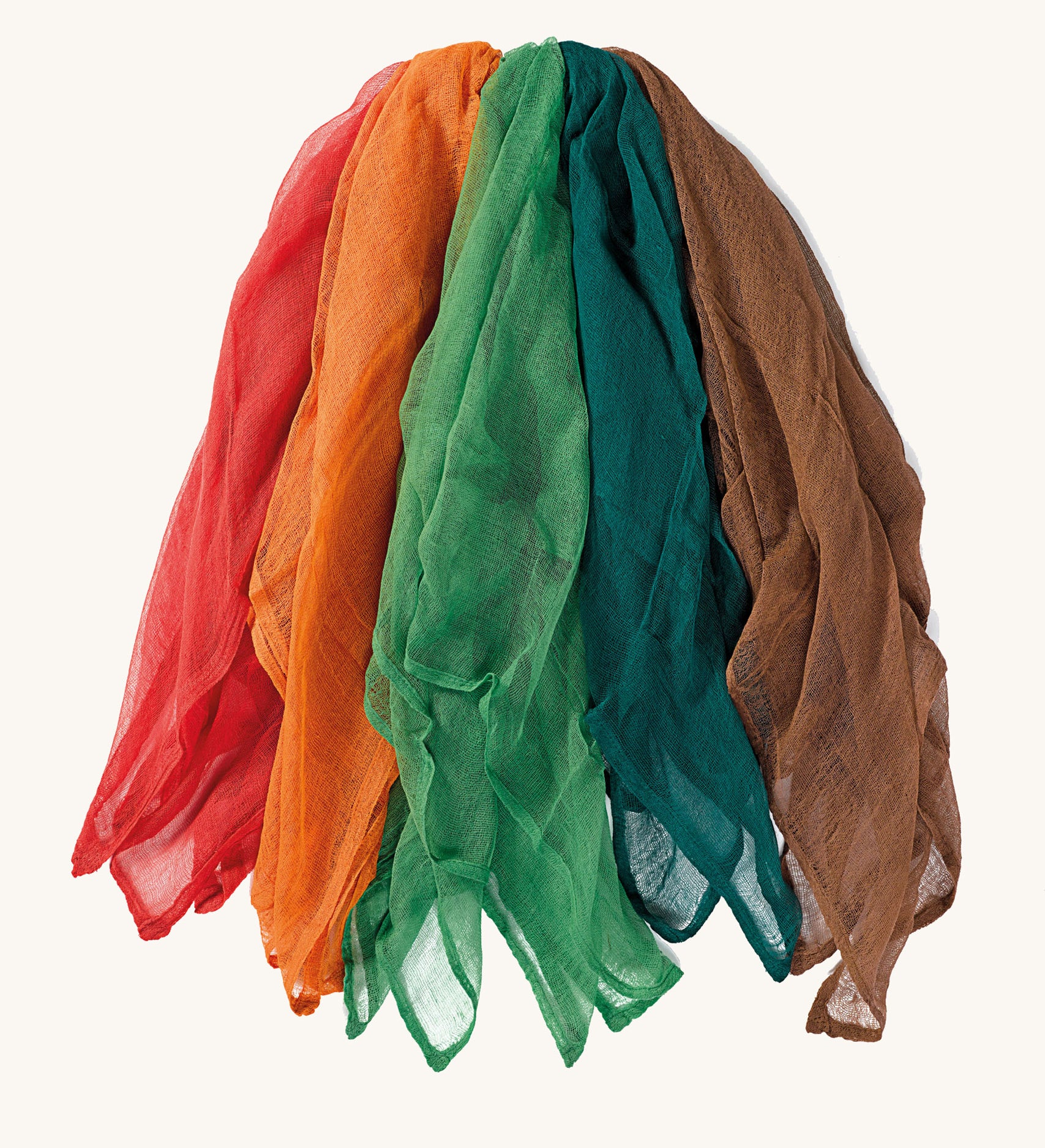 Ostheimer Autumn Decoration Scarves in a set of 5 on a plain background.