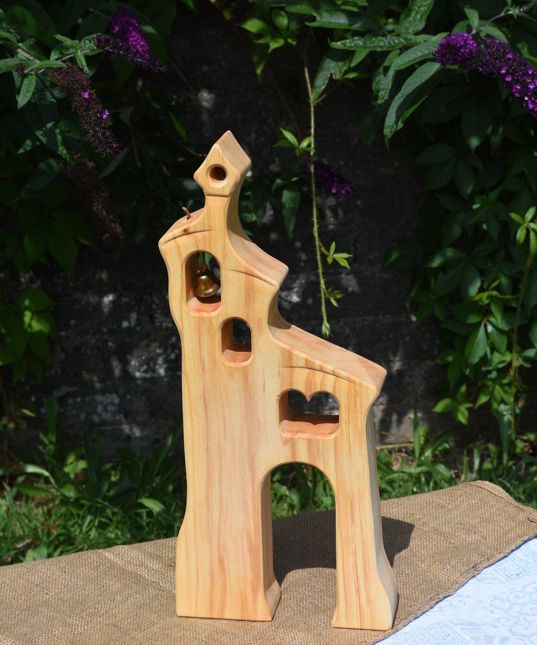 An Ostheimer wooden bell tower. These wooden figures are part of a large range of expertly hand crafted, Waldorf inspired, wooden toys here at Babipur.