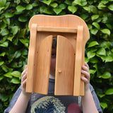 Ostheimer castle gate in a child's hands with locking bar taken off and child peering through.