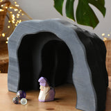 Ostheimer dragon's cave with an amethyst dwarf placed inside with billes glass marbles. 