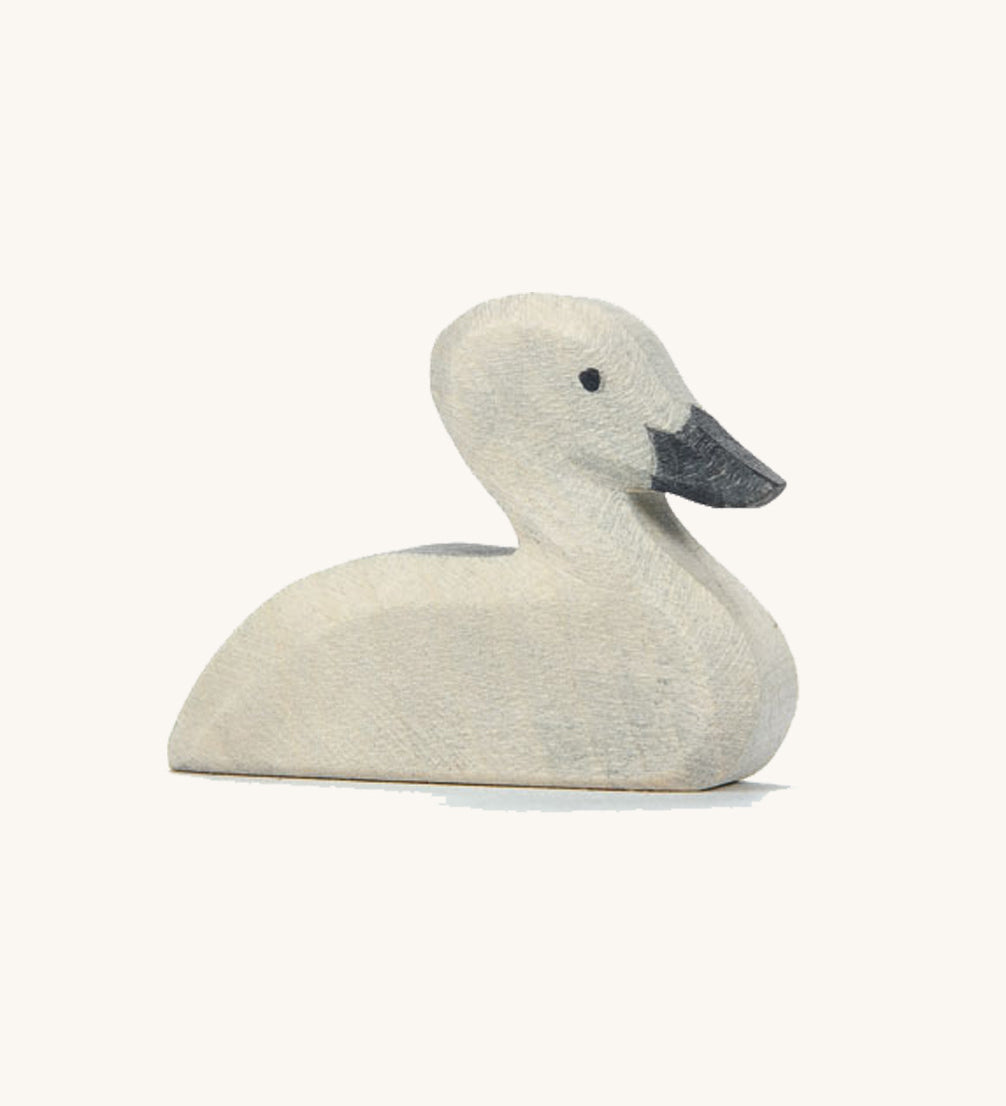 The Ostheimer hand made and hand painted baby swan wooden toy figure.
