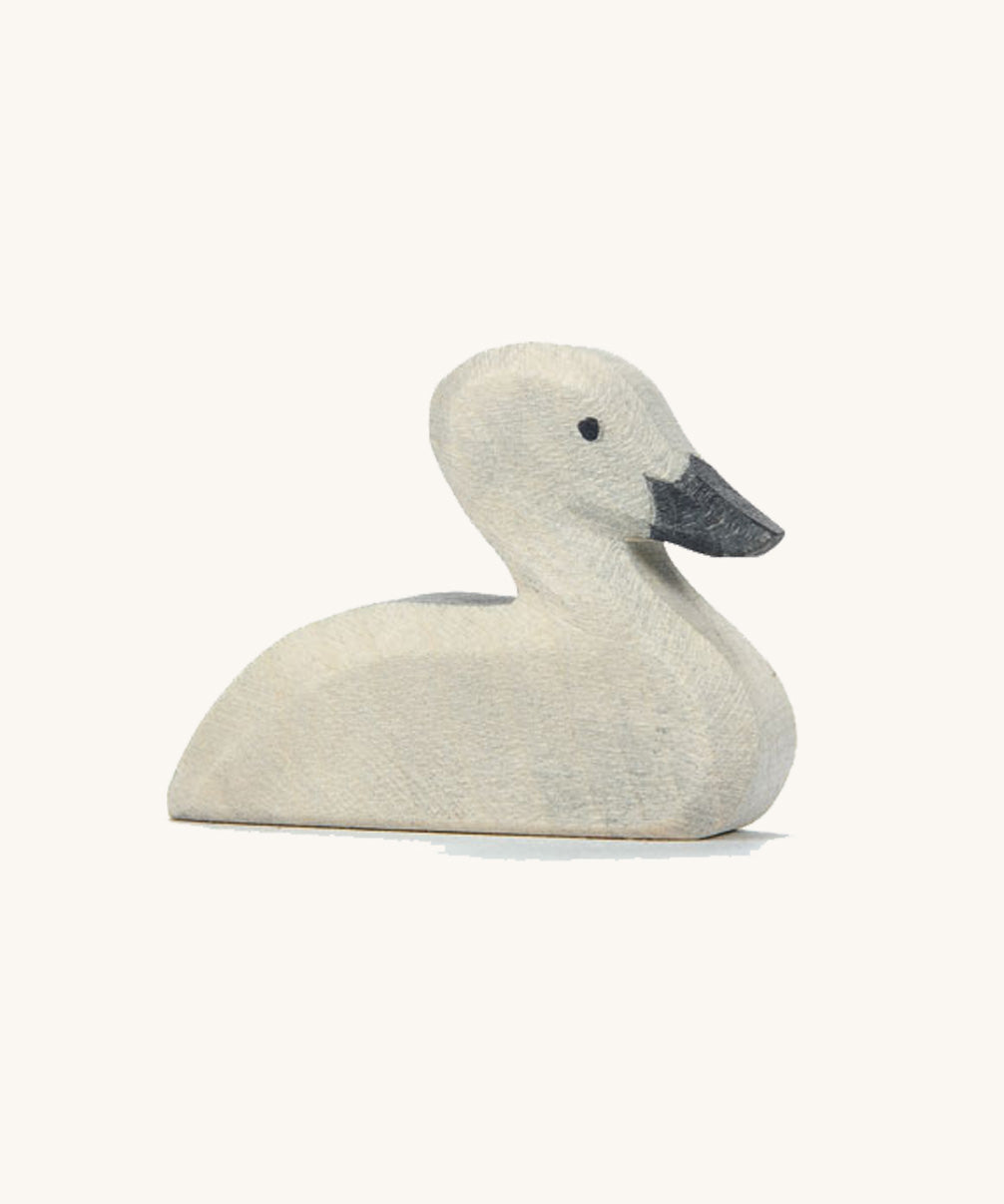 The Ostheimer hand made and hand painted baby swan wooden toy figure.