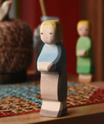Ostheimer Hansel handmade wooden toy figure, a Gretel figure can be seen in the background. 