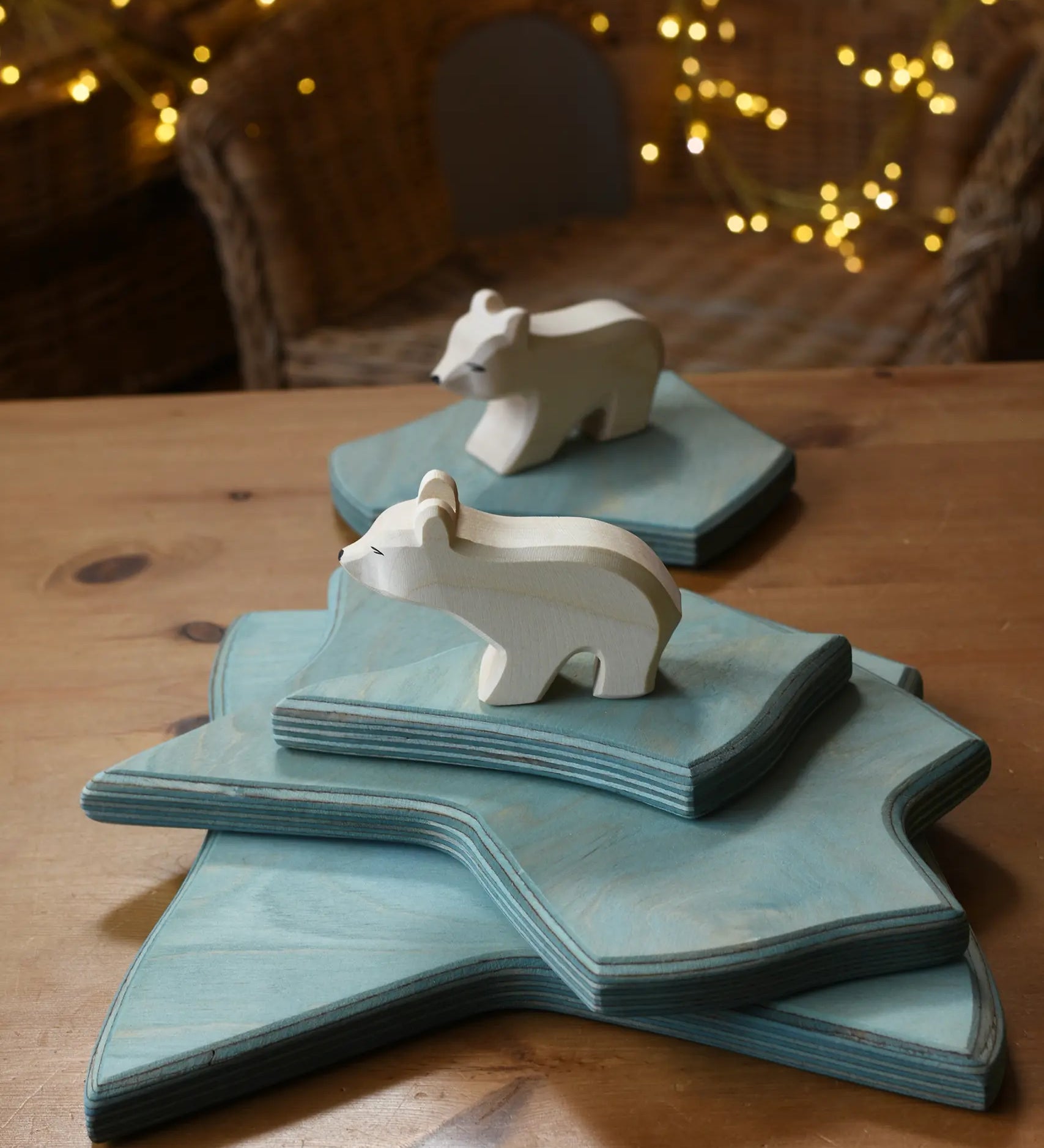 Ostheimer polar brears placed on a stack of Ostheimer Ice Floe Parts.