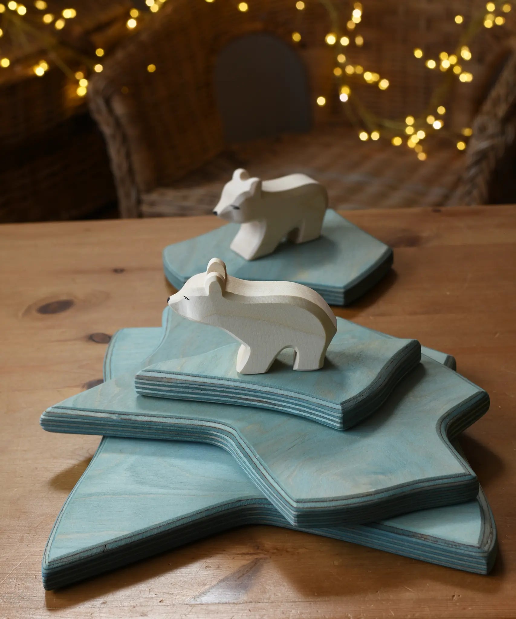 Ostheimer polar brears placed on a stack of Ostheimer Ice Floe Parts.