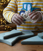 Child playing with Ostheimer polar bears and Ostheimer Ice Floe 4 Parts.