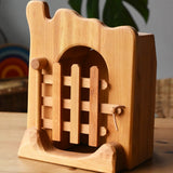 Ostheimer jailhouse wooden toy with the front trellised gate closed. 