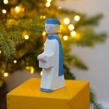 The Ostheimer Blue King's Page  Three Wise Men Wooden Nativity Figure. These wooden figures are part of a wide range of expertly hand crafted wooden toys here at Babipur. 