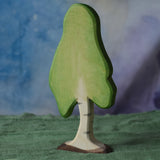 A large Ostheimer birch tree placed on a green coloured Ostheimer decoration scarf. This wooden figure is part of a large range of expertly hand crafted, Waldorf inspired, wooden toys here at Babipur. 
