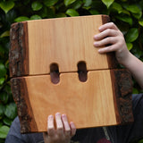 Ostheimer large wooden castle walls in a child's hands peering through.