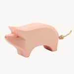 Ostheimer Pig toy figure with it's Head held High on a plain background. 